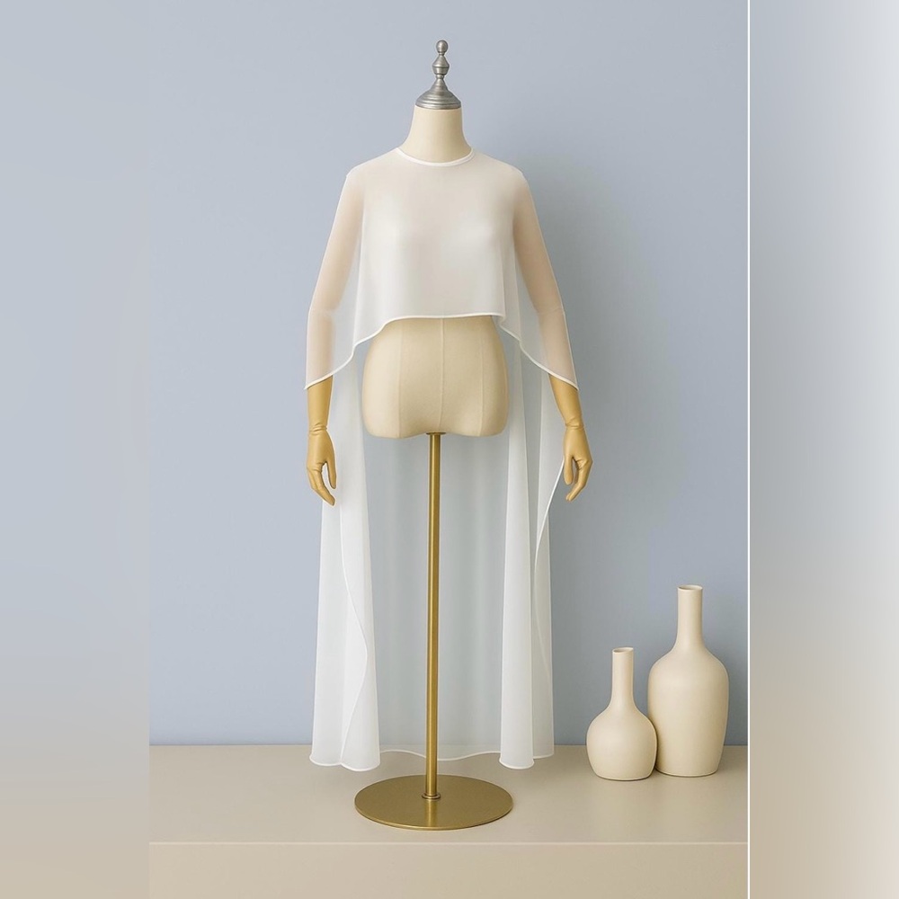 Ivory Chiffon Bridal Cape